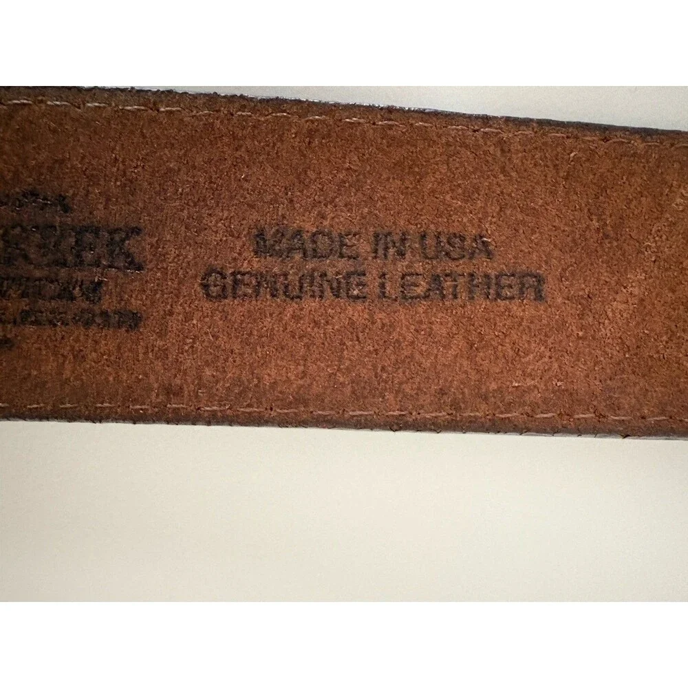 Silver Creek Men's Leather Belt Top Grain Embossed Metal Buckle 1. 5